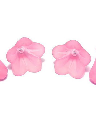 Margele din acril, frosted, floare, 14x10 mm, roz