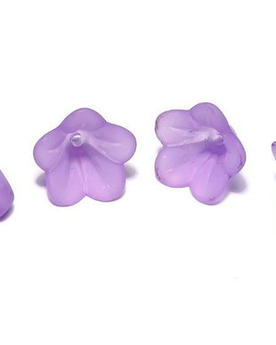 Margele din acril, frosted, floare, 14x10 mm, mov