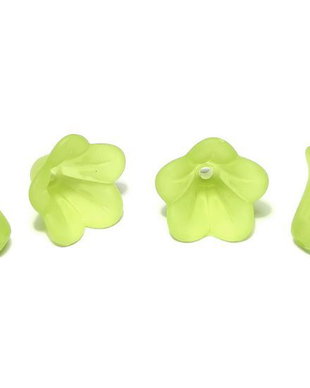 Margele din acril, frosted, floare, 14x10 mm, vernil