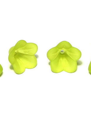 Margele din acril, frosted, floare, 14x10 mm, vernil