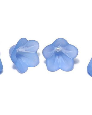 Margele din acril, frosted, floare, 14x10 mm, albastre