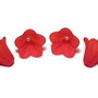 Margele din acril, frosted, floare, 14x10 mm, rosii