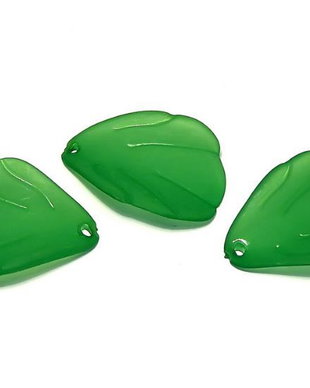 Pandantiv din acril, frosted, frunza, 20x19 mm, verde