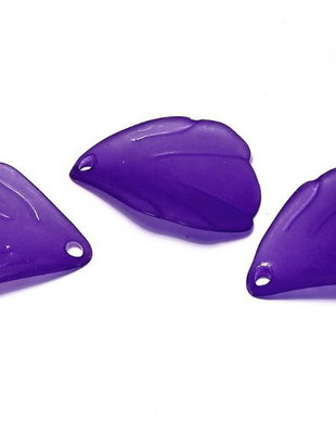 Pandantiv din acril, frosted, frunza, 20x19 mm, mov