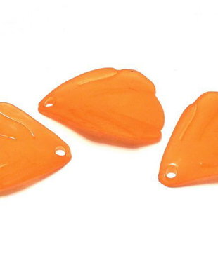 Pandantiv din acril, frosted, frunza, 20x19 mm, portocaliu