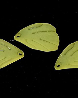 Pandantiv din acril, frosted, frunza, 20x19 mm, galben