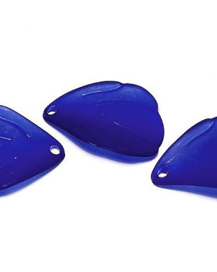 Pandantiv din acril, frosted, frunza, 20x19 mm, albastru