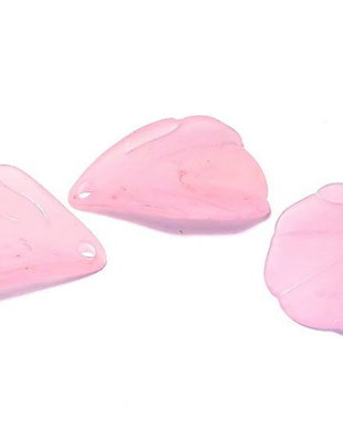Pandantiv din acril, frosted, frunza, 20x19 mm, roz