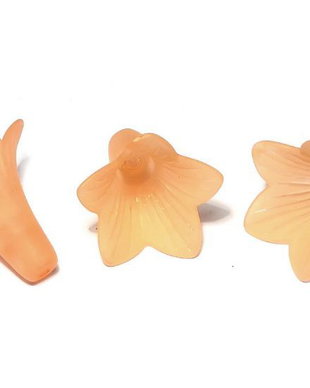Margele din acril, frosted, floare, 22x22 mm, portocalii
