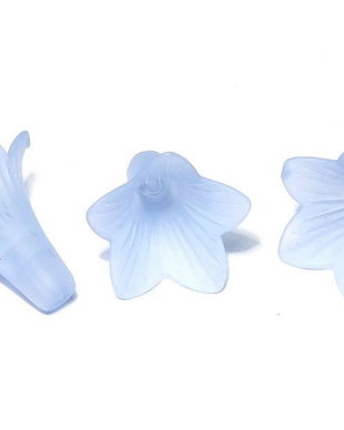 Margele din acril, frosted, floare, 22x22 mm, bleu