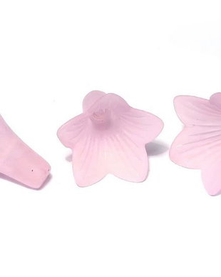 Margele din acril, frosted, floare, 22x22 mm, roz