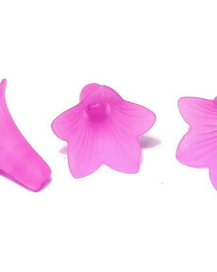 Margele din acril, frosted, floare, 22x22 mm, siclam
