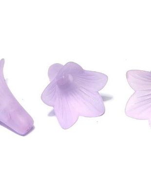 Margele din acril, frosted, floare, 22x22 mm, mov