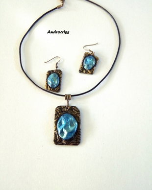 Blue set bijuterii din lut polimeric