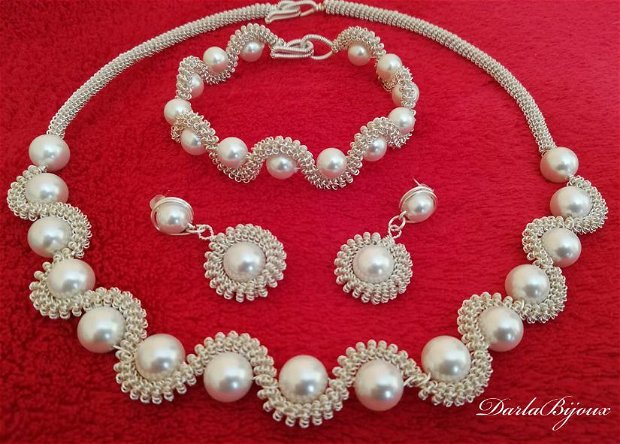 Set perle tip Mallorca albe