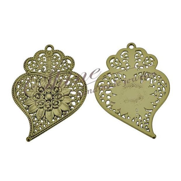 Pandantiv statement bronz, 56x39.5x2.5mm