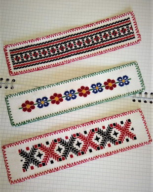 Set 3 semne de carte - broderie traditionala romaneasca