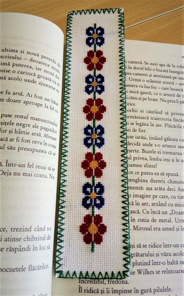 Set 3 semne de carte - broderie traditionala romaneasca