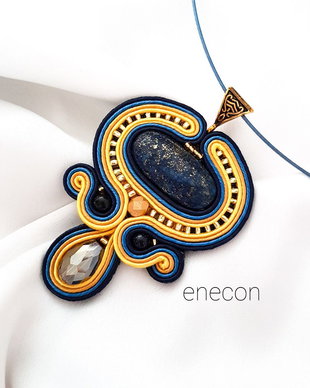 Pandantiv soutache lapiz lazuli
