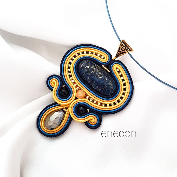 Pandantiv soutache lapiz lazuli