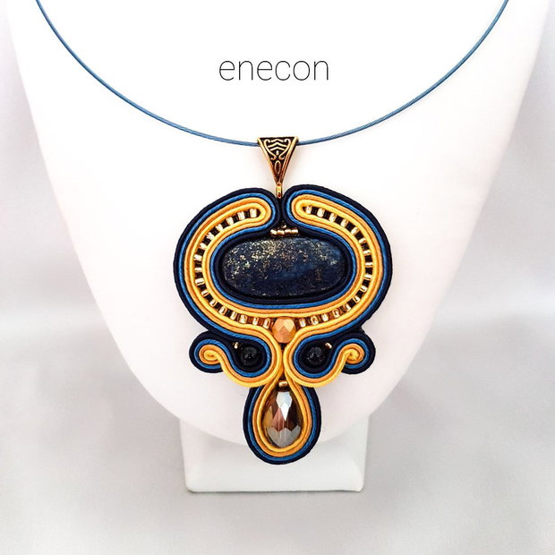 Pandantiv soutache lapiz lazuli