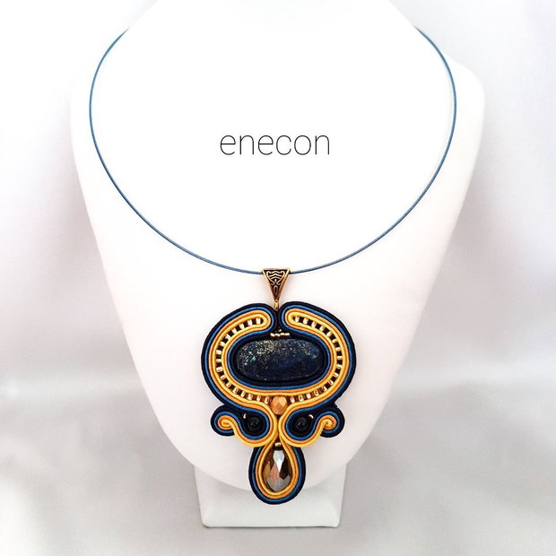 Pandantiv soutache lapiz lazuli