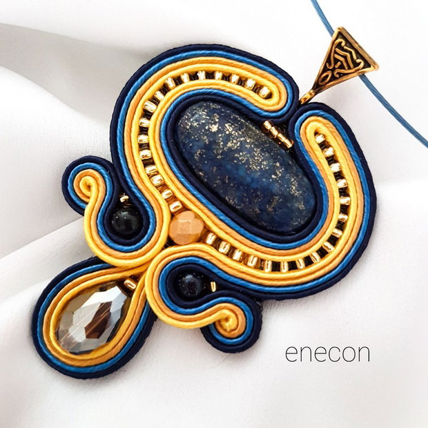 Pandantiv soutache lapiz lazuli