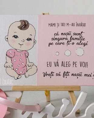 Placuta personalizata pentru nasi handmade pictata manual fetita