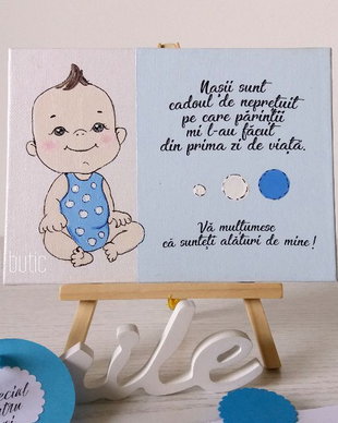 Placuta personalizata pentru nasi handmade pictata manual baietel