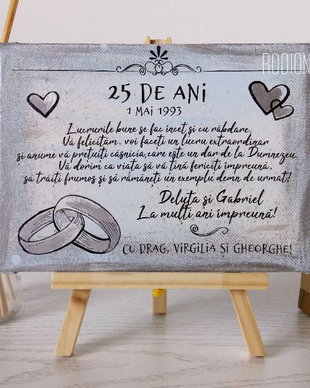 Placuta nunta de argint personalizata handmade pictata manual