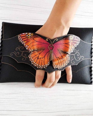 poseta plic handmade unicat din piele-Monarch