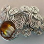 Brosa handmade din sarma si margea de murano cu foita de argint - bush