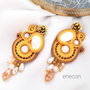 Cercei soutache statement galbeni cu sidef
