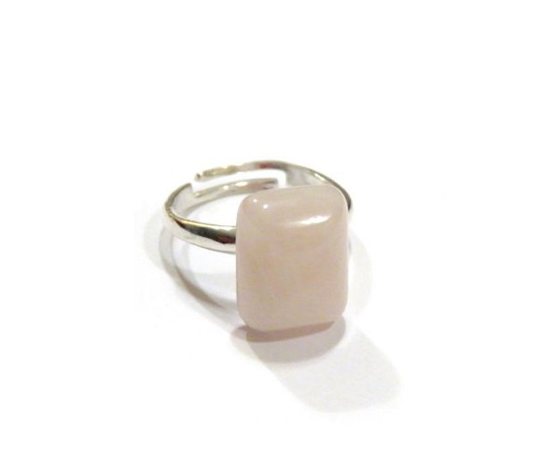 Inel delicat din Argint 925 si Cuart roz dreptunghiular - IN336.1 - Inel roz, inel romantic, inel pietre semipretioase, inel reglabil