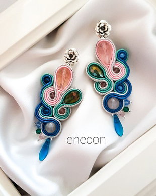 Cercei soutache statement cuart si cristale