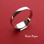 Baza inel reglabila din argint .925 rodiat cu platou patrat de 8x8 mm pentru lipit