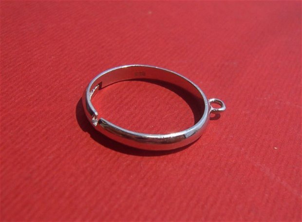 Baza de inel reglabila din argint .925 rodiat, cu 1 bucla