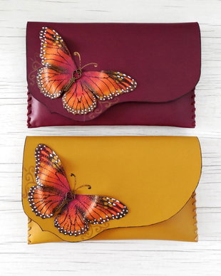 poseta plic handmade unicat din piele-Monarch