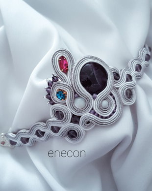 Brățara soutache ametist