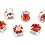 Distantiere montee cu strasuri portocalii, argintii, 4X4X4 mm