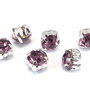 Distantiere montee cu strasuri mov deschis, argintii, 4X4X4 mm