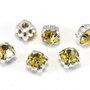 Distantiere montee cu strasuri galbene, argintii, 4X4X4 mm