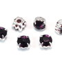 Distantiere montee cu strasuri mov inchis, argintii, 4.5X4.5X4 mm