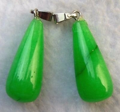 Green jade teardrop- 2 piese