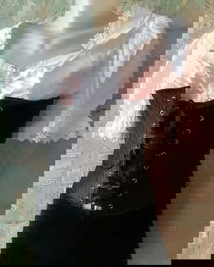 corset negru satinat ,M , nou