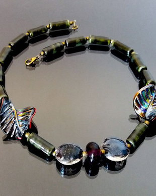 Colier ceramica, sticla Murano