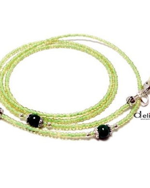 Lantisor pentru ochelari verde, cu malahit natural