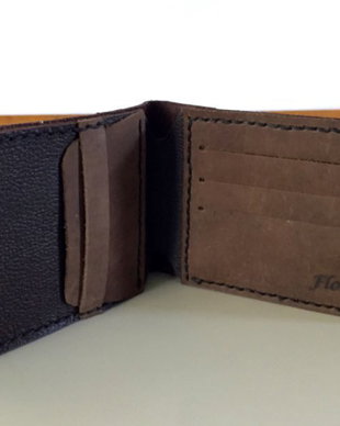 Portofel "AD3" din piele naturala reciclata, slim, personalizat prin gravura
