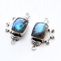 Set link-uri labradorite in rama de alama argintata