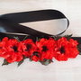 Brau cu maci/Cordon cu flori textile/